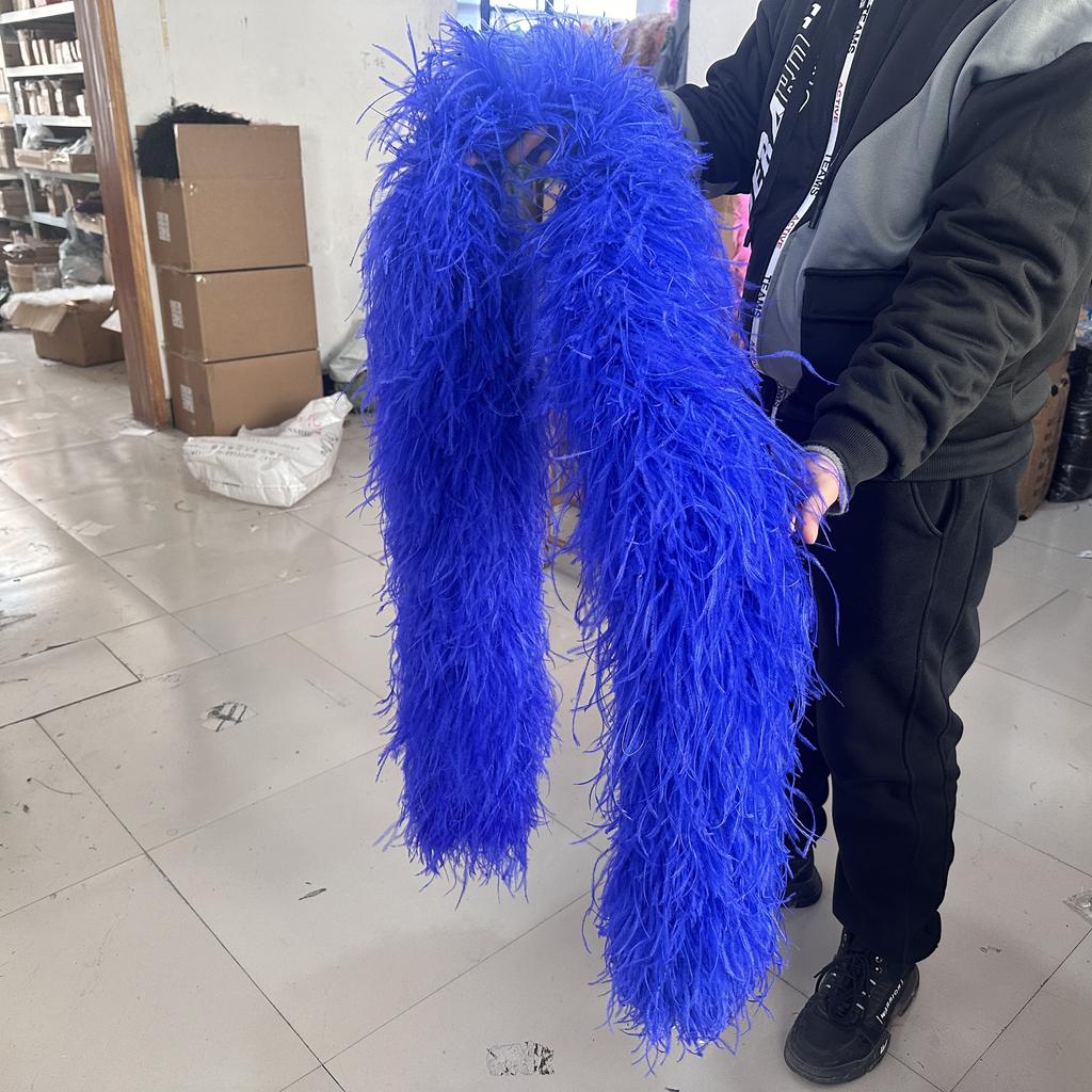 DIY Colorful Ostrich Feather Boa 6Ply Fluffy Shawl 0.5/1/2/3/4 Meter for Wedding Dress Carnival Performance Costume Party Decoration