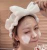Wash Hairband Simple Hair Turban with Ribbon [Facial 3-Color Set] Fluffy, Cute, (Red, White, Pink)