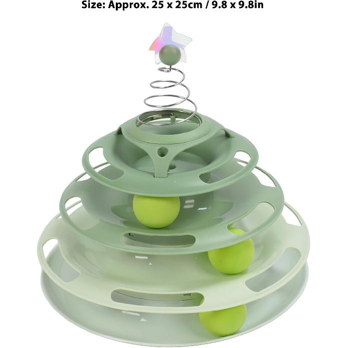 Cat Toy Ball Track, Cat Ball Tower Cat Tower for Indoor Cats Catnip Balls 4 Level Turntable Kitten Roller Toy Cat Circle Track Toy Cat Roller Toy for