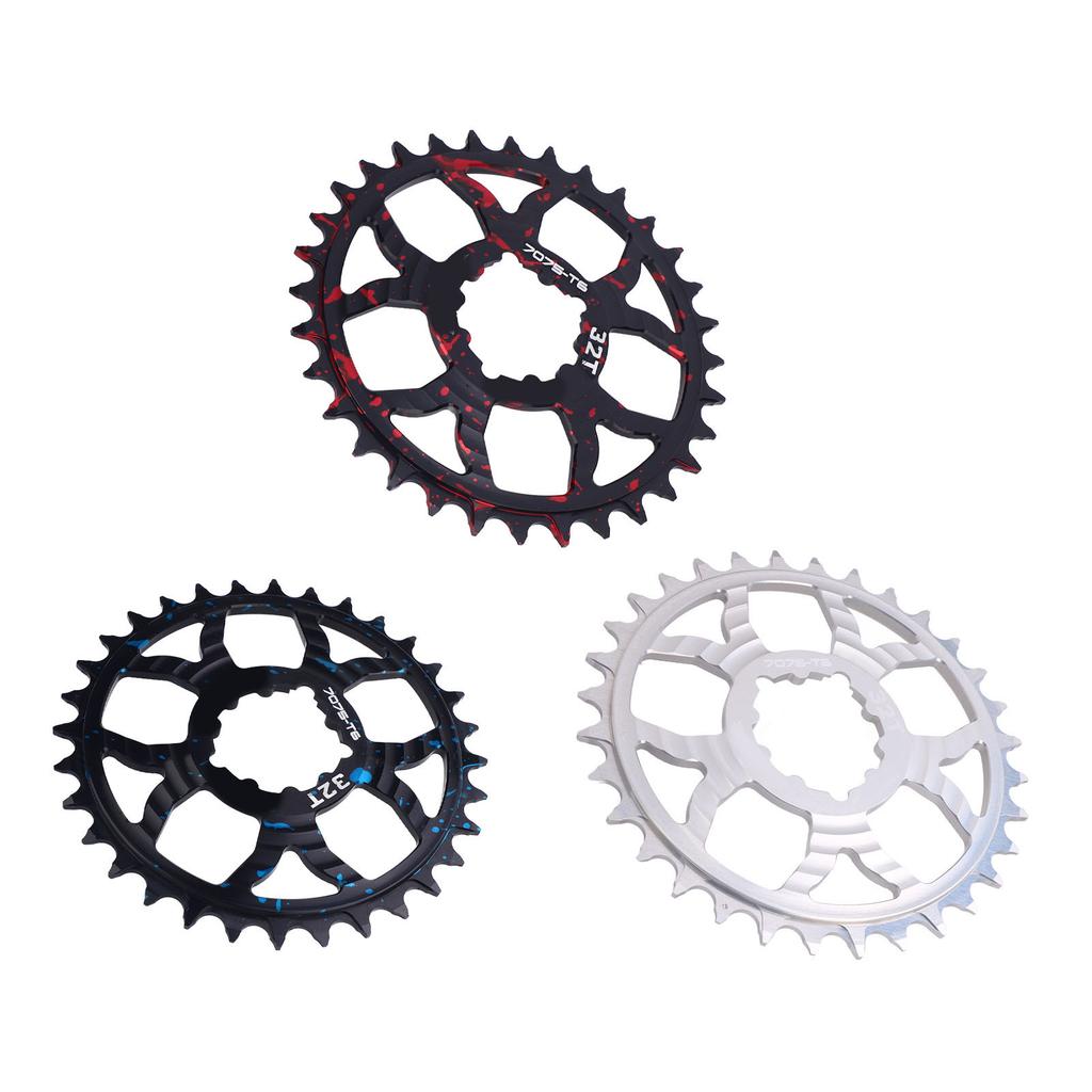 Bike Chainring 32T Round Chainwheel Hollow Aluminium Alloy Single Chain Ring Positive and Negative T