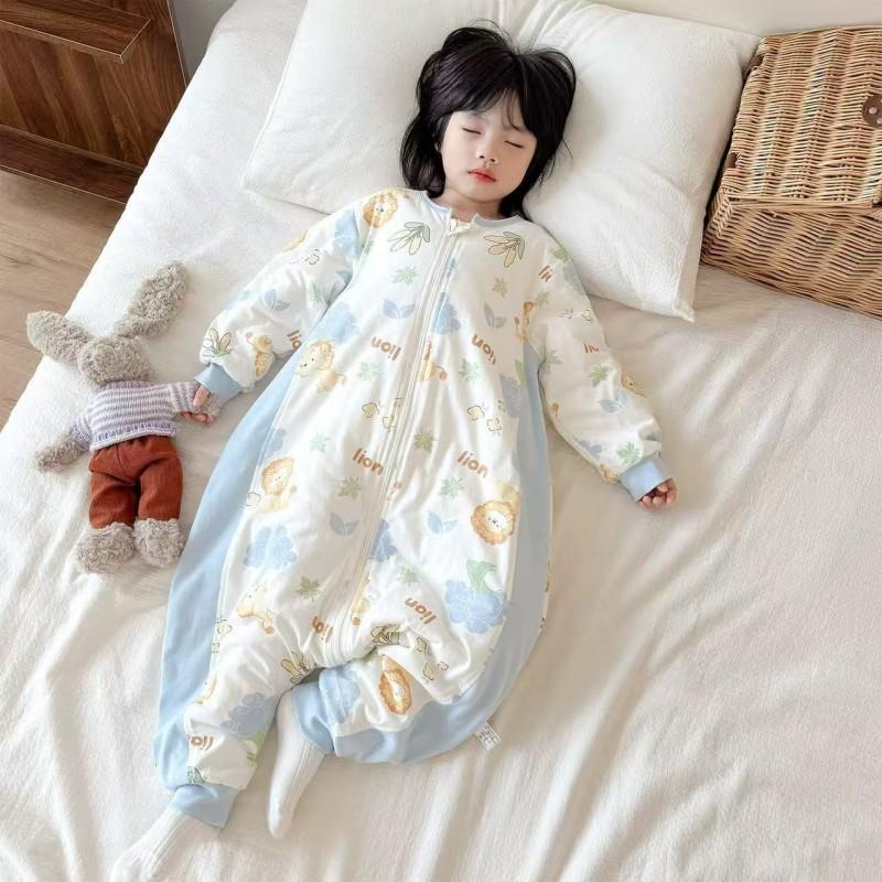 Cotton Warm Sleeping Bag Toddlers With Zipper Anti-Kick Design Cartoon Print A-Grade Safety