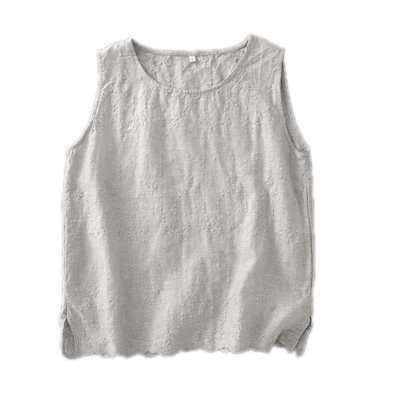 Women's Artistic Retro Embroidered Cotton-Linen Vest, Summer 2025