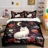 White Cat With Flowers Moonlight And Stars Bedding Set For Kids Luxury Gift 3Pcs Digital Print Comforter Set Soft Comfortable