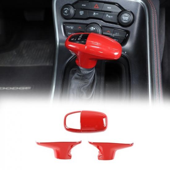 3*Red Central Gear Shift Knob Cover Trim Bezels for Dodge Challenger/Charger 15+