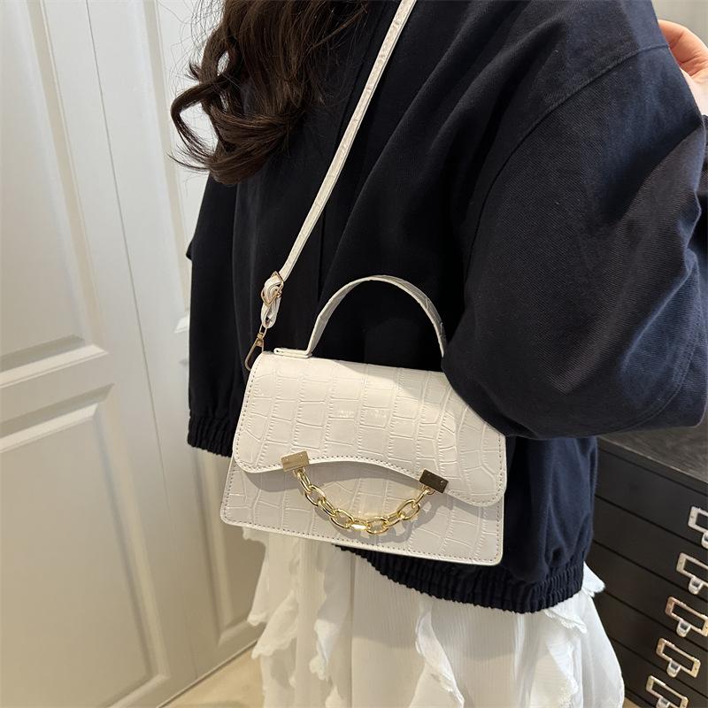 Handbag Chain Decoration Fashion Casual Texture Shoulder Messenger Bag Stone Pattern Small Square Bag