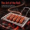 Foldable Handle Hot Dog Roller Stainless Steel BBQ Grill Rack Sausage Roller Rack  Outdoor BBQ