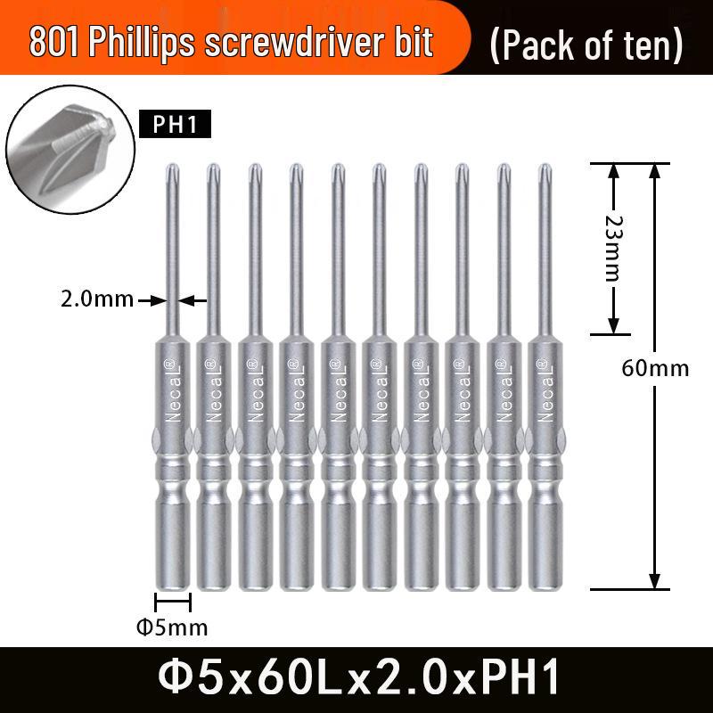Nigao 801 Phillips Electric Screwdriver Bit, S2 Steel, Magnetic, 5mm Shank, 60mm/80mm Length