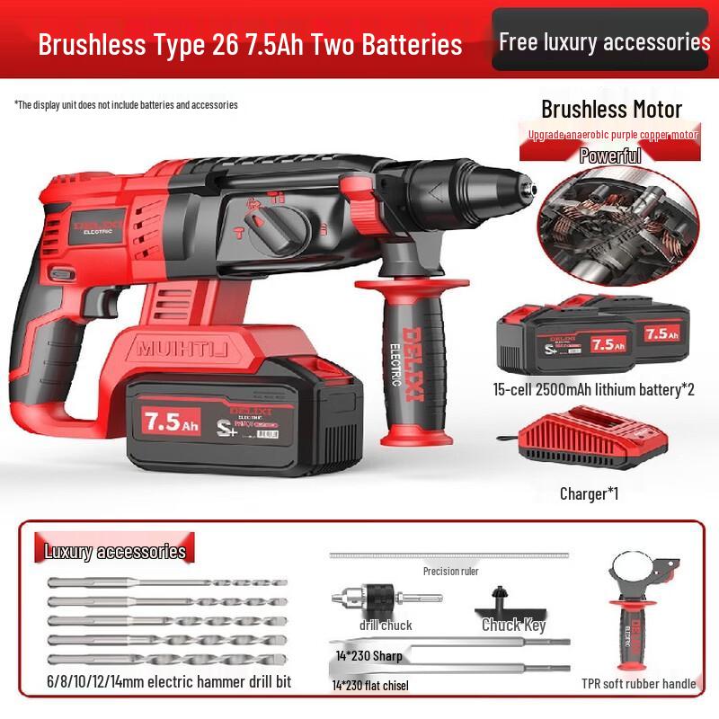 Delixi Brushless Lithium-Ion Rotary Hammer CN plug (adapter included)