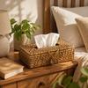 Eco Decx Handcrafted Rattan Tissue Box  Holder, Woven Tissue Paper Cover for Bathroom, Dining Table & Home Decor, 23 X 15 X 9 Cm