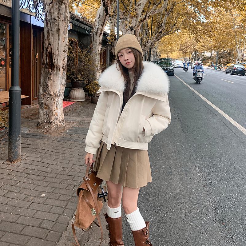 Podzim Zima Zateplená Teplá Parka Dámská Ležérní Jednobarevná Velká Kapsa Volná Krátká Bunda Svrchní Oblečení