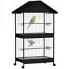 Bird Aviary Large Bird Cage with Removable Divider 2 Doors 2 Wooden Perches Casters 2 Bowls 4 Feeders XXL