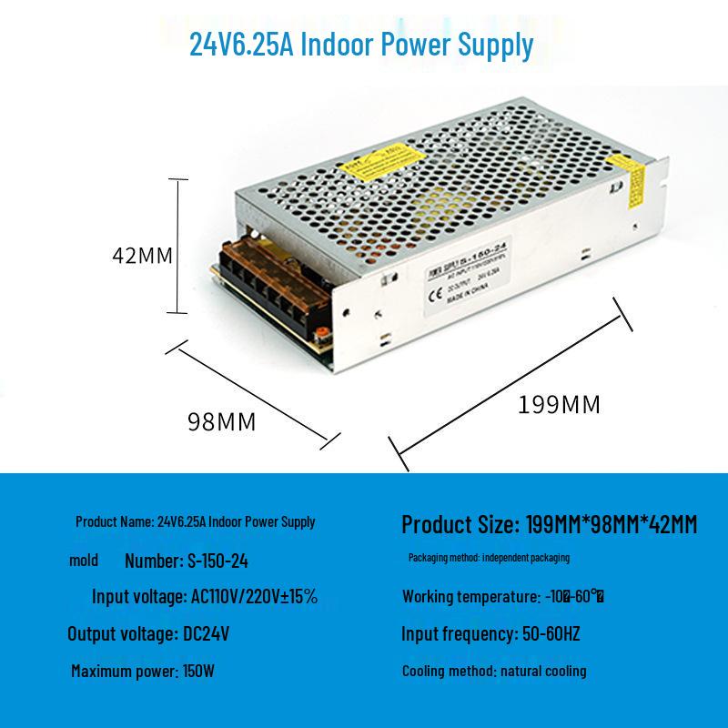 220V To 12V/24V/5V DC Power Supply for LED Strip Lights - 5A/10A/30A, 60W Transformer