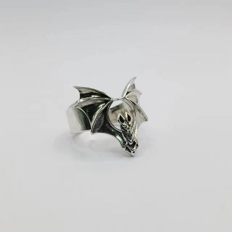 Adjustable Open Ring Men Women Vintage Bat Punk Style Plated Retro Fashion Statement Halloween Accessory