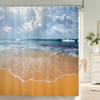 High Quality Sunny Beach Palm Tree Printed Fabric Shower Curtains Sea Scenery Bath Screen Waterproof Bathroom Decor with Hooks