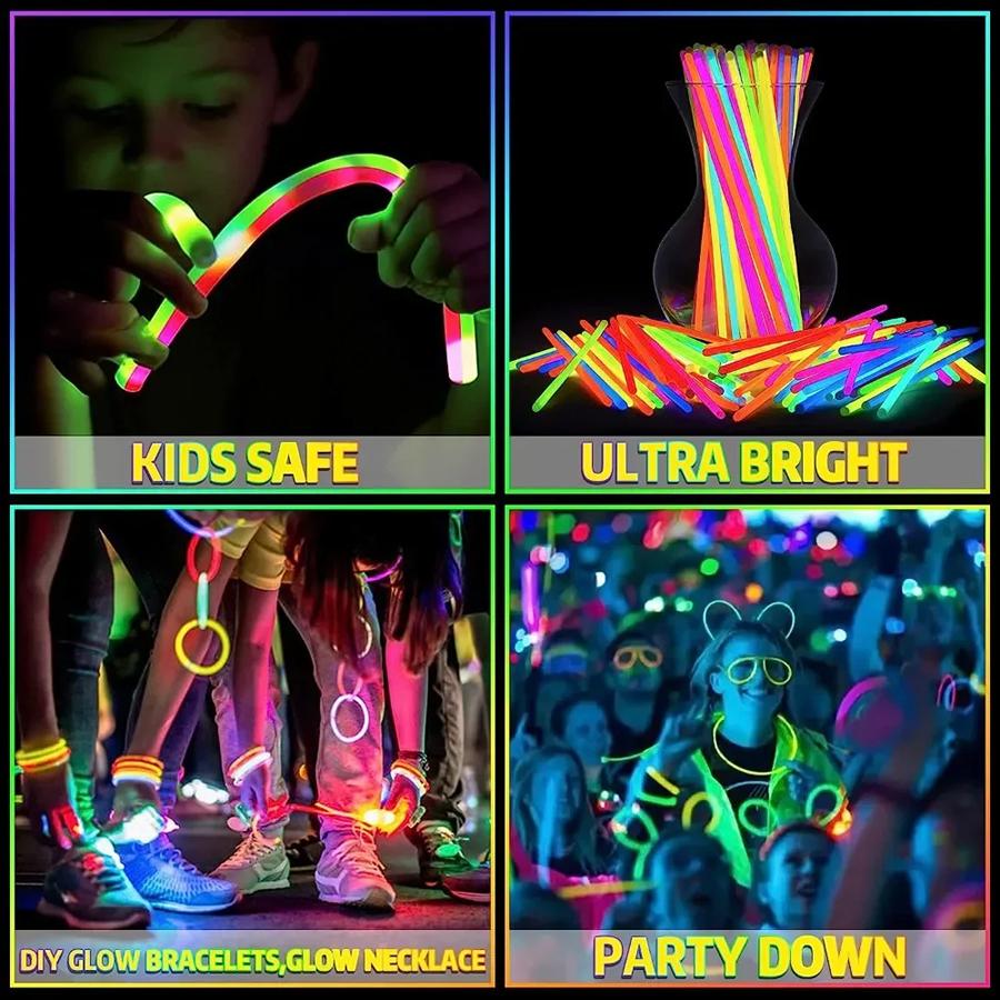 12/24/48pcs Glow Sticks 20cm Glow in the Dark Sticks Multicolor Light Up Sticks with Connector Party Favors Concerts & Festivals