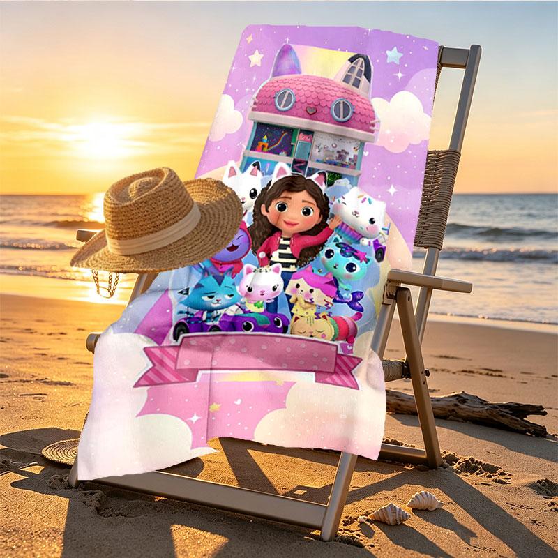Gabby's Dollhouse Print Beach Towel Design, Soft, Lightweight. for Home Bathroom, Spa, Pool, Yoga, Surfing, Camping, Gift for Family, Friend