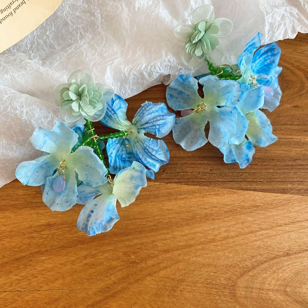 Crystal Simulated Flower Drop Earrings Beach Jewelry Vacation Style Earrings Flower Earrings  Women