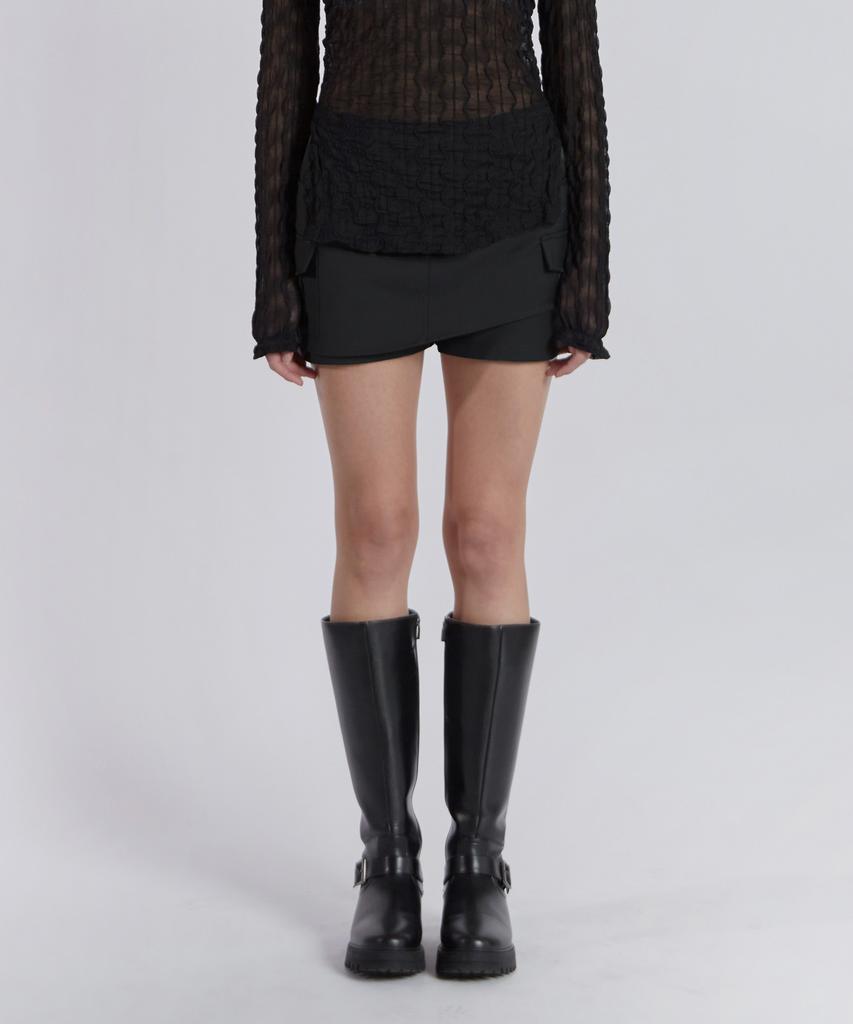 Jinju Yuz Mini Pocket Unbalance Skirt[Chacoal]