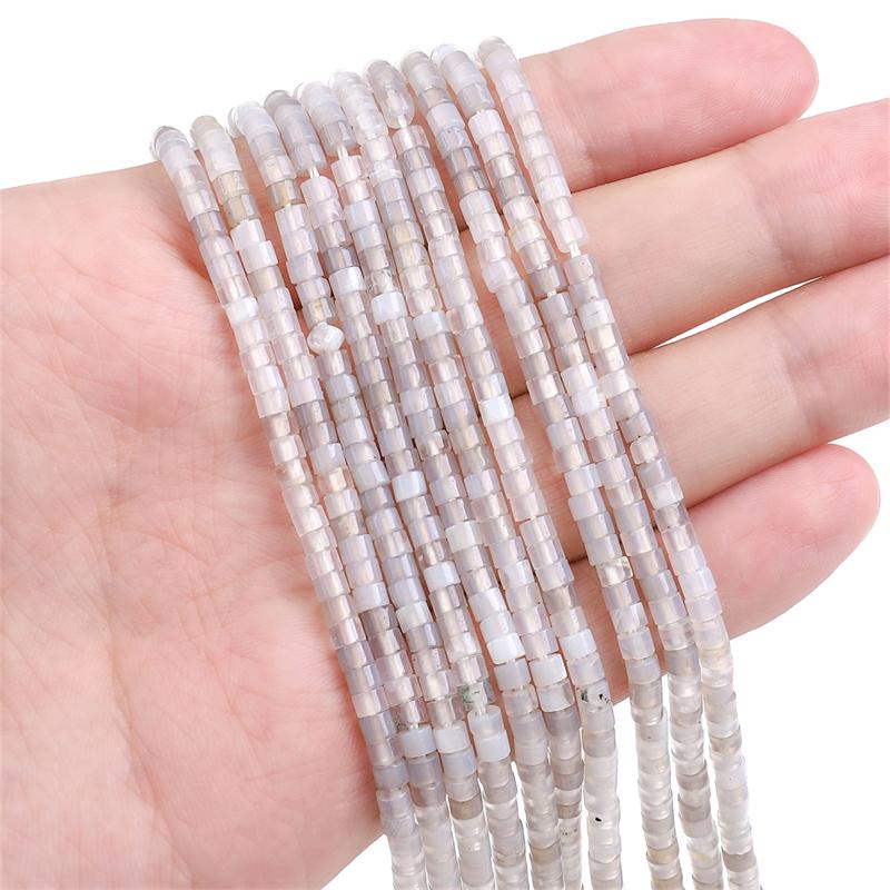 

2x3 мм, 155 шт./пакет, бусины из натурального камня, тигровый глаз, агат, кварц, авантюрин, камень-прокладка, свободные бусины для ожерелья, браслета, изготовление ювелирных изделий своими руками Gray Agate