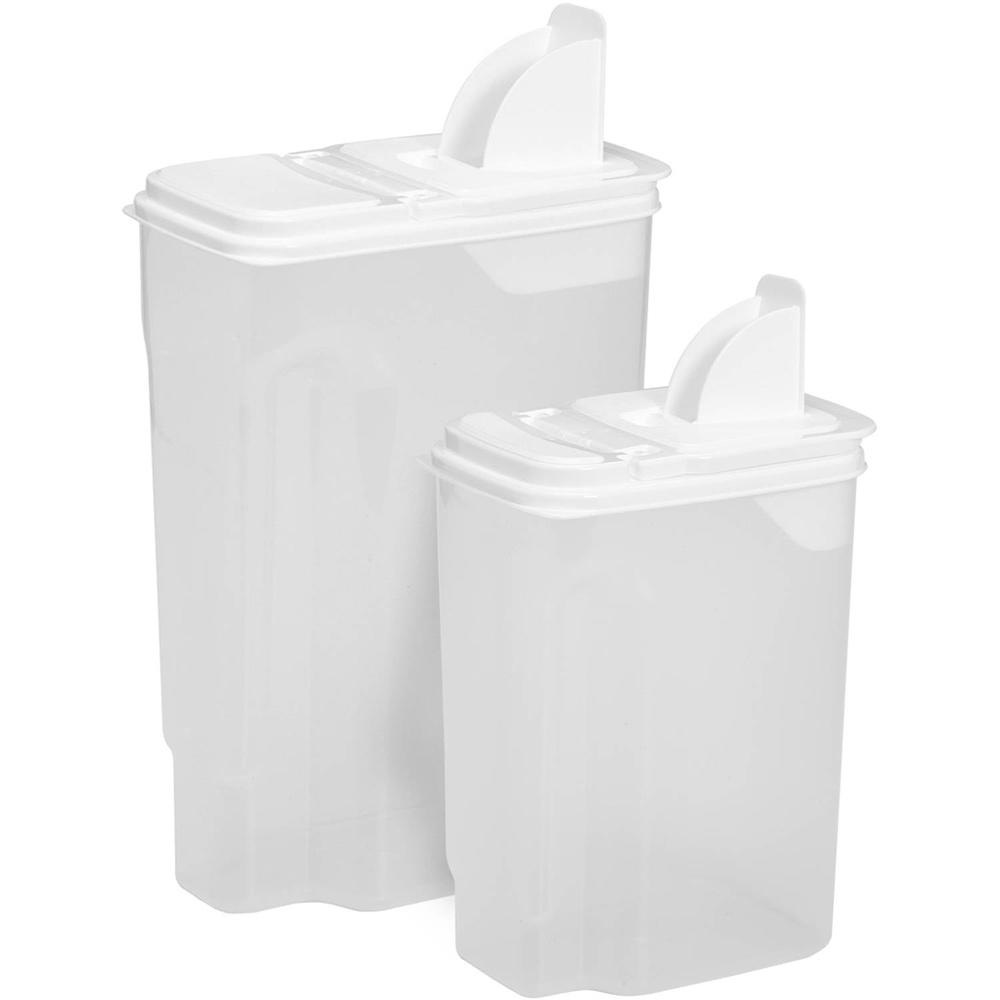 

Multi-Use Plastic Storage Dispensers with Pour Spouts Set of 2 Clear Food Containers Kitchen Organization Easy Grip Handholds United States