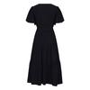 Women's Casual Loose Color V-Neck Short Sleeved Waist Dress Short Sleeved Waist Dress