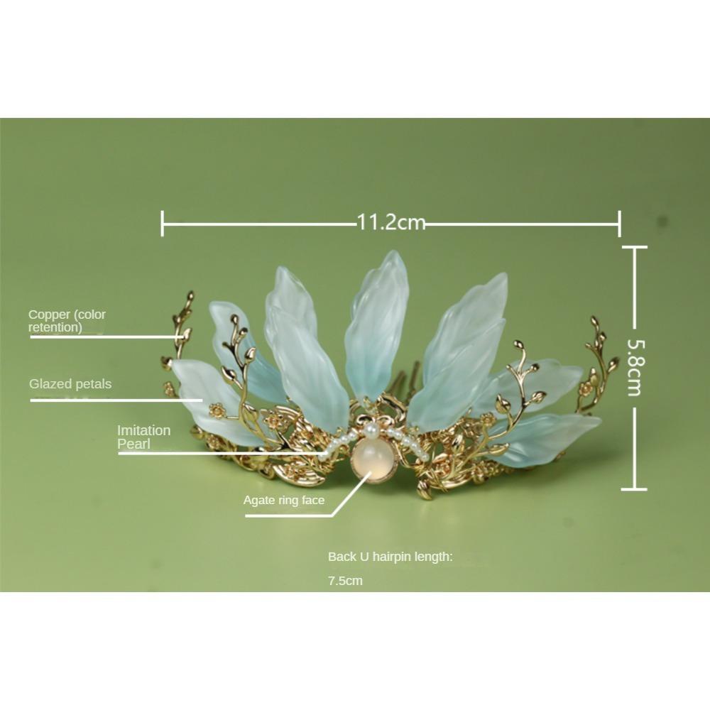 Světle modře glazovaná korunka do vlasů se zachováním měděné barvy, elegantní klasické pokrývky hlavy Hanfu, dynastie Song a dynastie Ming