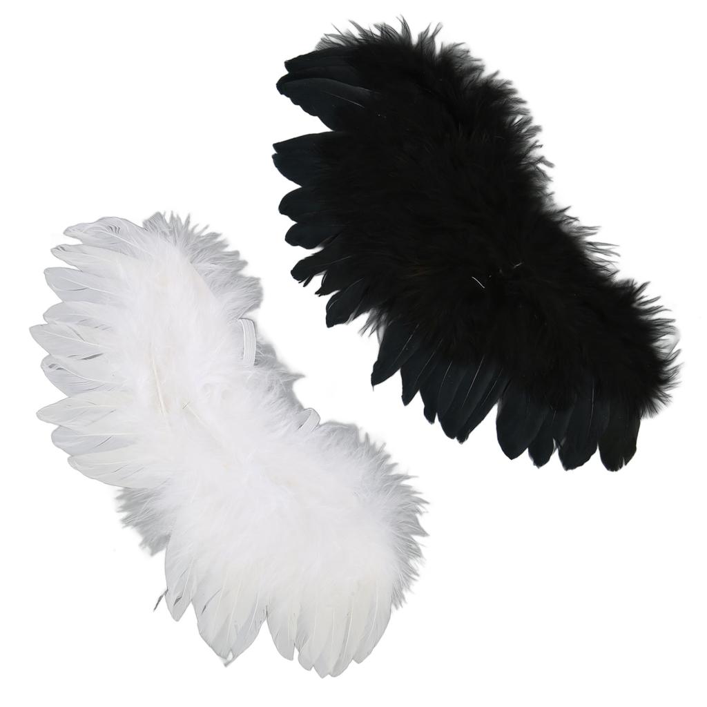 2Pcs Ball Joint Doll Feather Wings Black and White Soft Comfortable for 1 3 1 4 1 6 Dolls