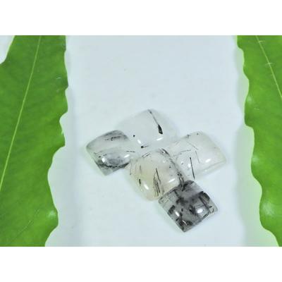 11X11MM Natural Black Rutile Square Cabochon Loose Gemstone 5 Pcs Lot A-240