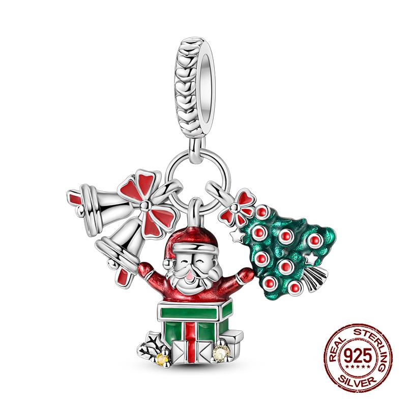 Winter Charms Copper Elk Bear Santa Claus Charms Beads Fit Original Bracelets For Women Diy Festival Jewelry Gifts