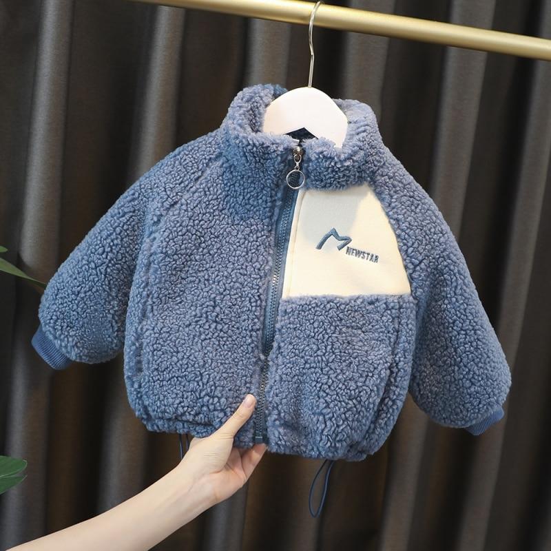 Solid Fur Kids O Coat Neck Full Sleeve Zipper Patchwork Puls Velect Thicken Children Winter Warm Casual Cute Jacket