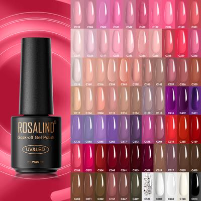 ROSALIND Gel Nail Polish Summer Collection Colors Semi Permanent Soak Off UV Gel Nail Base Matt Top Coat Nail Art Gel Polish