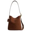Bleecker 28 Brand Micro-label Metal Hardware Bucket Bag Mother Bag Crossbody Cowhide Shoulder Bag Large Size Women's Warm Brown