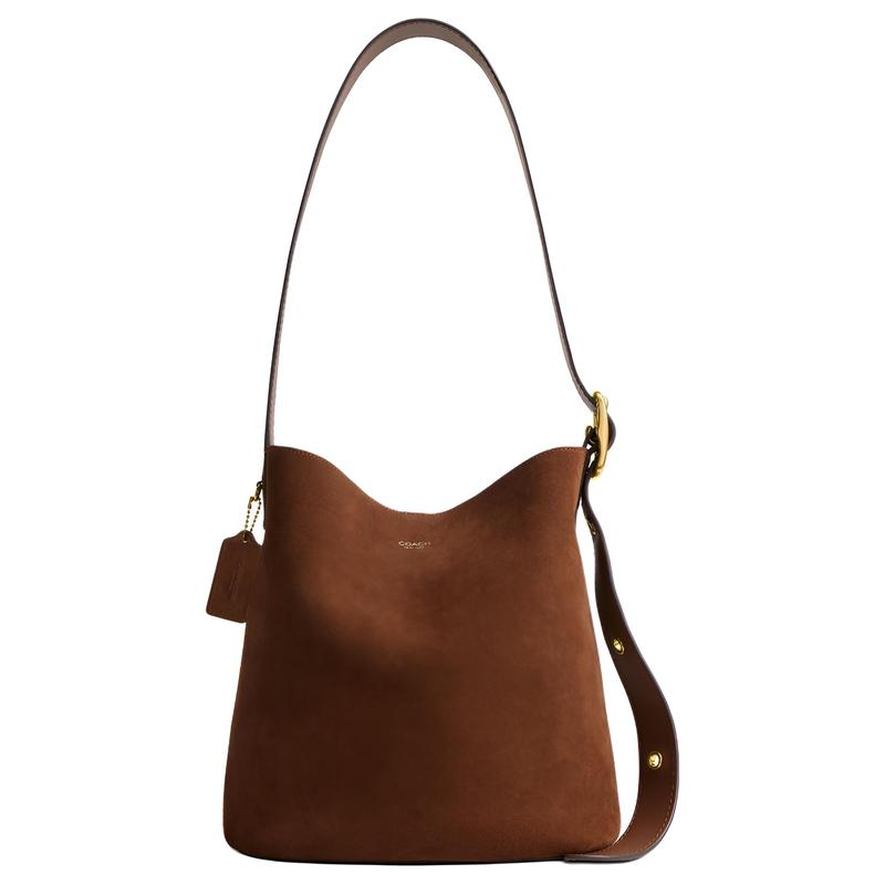 

COACH Bleecker 28 brand micro-label metal hardware bucket bag mother bag crossbody cowhide shoulder bag large size women s warm brown золотий