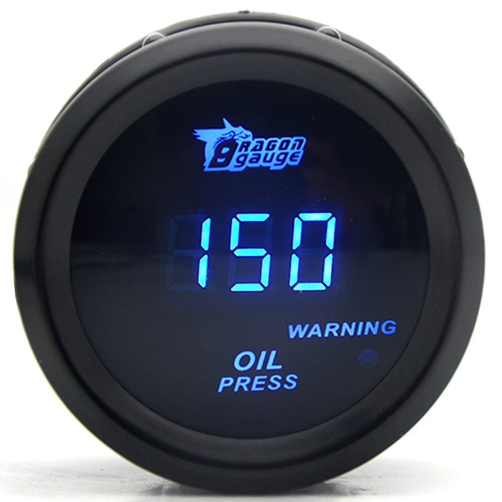 52MM Car Modification Gauge: Digital Display with Blue Light for Turbo, Water Temp, Oil Temp, Oil Pressure, Voltage (12V)