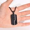 Engravable Black Titanium Steel Dog Tag Pendant Necklace with White Zircon