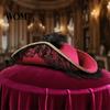 Accessorio Costume da Capitano Cappello Pirata di Halloween, Accessorio, con Pizzo Bordo Borgogna Cappello Retrò e Decorazione Piumata, Leggero Stile Vintage Berretto da Bucaniere