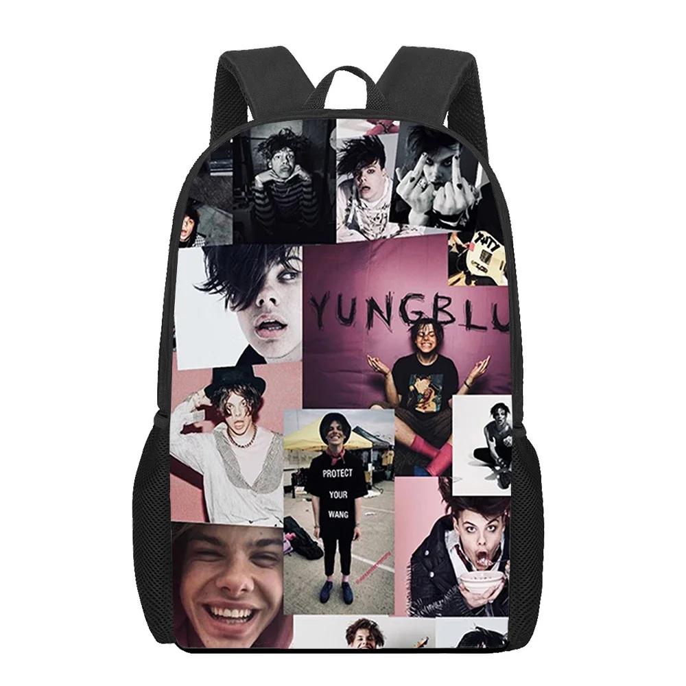 Yungblud Kinderrugzak Schooltas 40cm/15,7inch Rugzak Verlichte Rits Rugzak Boekentassen voor Jongens Meisjes Beste Cadeau