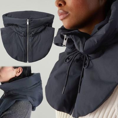 Winter Ultralight Down Hooded Hats Zippper Removable Neck Cover Scarf Balaclava Hat Drawstring Coat Short Tank Top Unisex