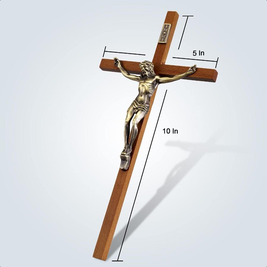 ACHIBANG Crucifix Wall Cross Catholic 10" Wooden Jesus Cross with INRI for Wall or Easter Decor Christian Gift for Faithful Hom
