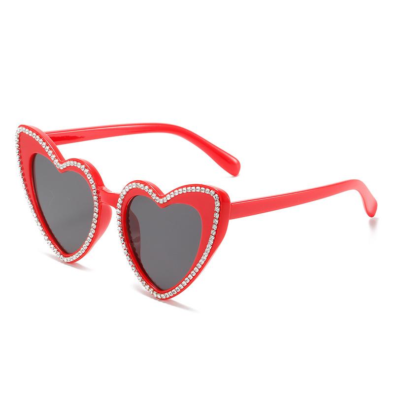JYL Sunglasses Diamond Studded Heart Shape Uv Protection Lovely Style 17070-1 A-14479 красно-оранжевый