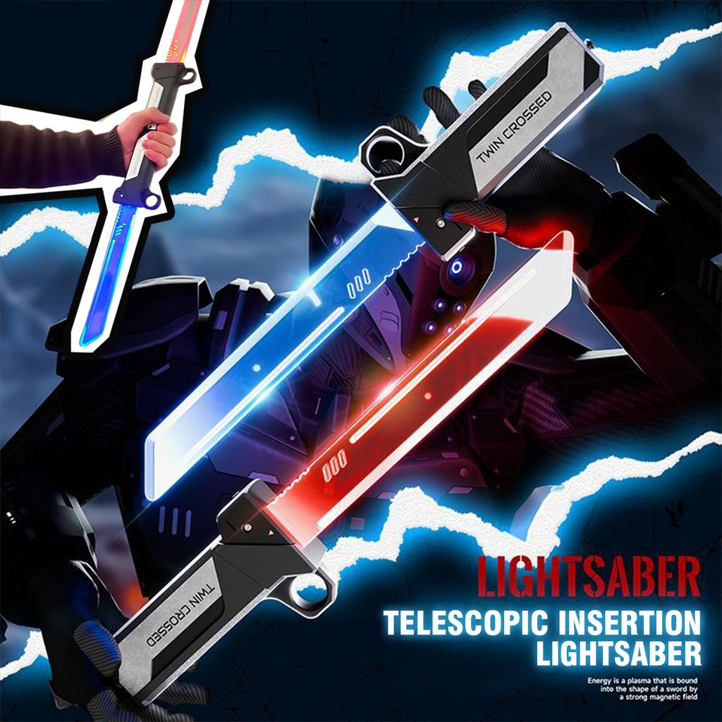 Non-Toxic Double-Bladed Lightsaber Extendable Light-Up Sword Toy Led Flashing Stress Relief Toy For Children Kids Interactive Cosplay Birthday