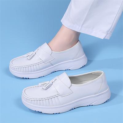Damen Plateau Wedges Freizeitschuhe Slipper Weiche Krankenschuhe Atmungsaktiv Bequem Rutschfest Weiß Krankenpflegeschuhe