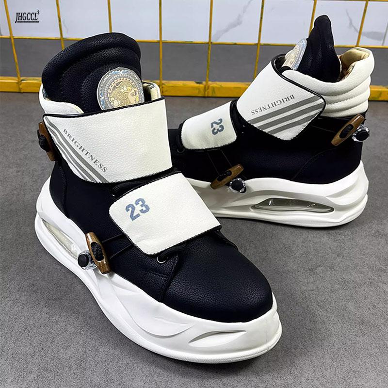 Original niche high top shoes for men winter warm sports leisure leather boots for men thick soles with retro board shoes A3