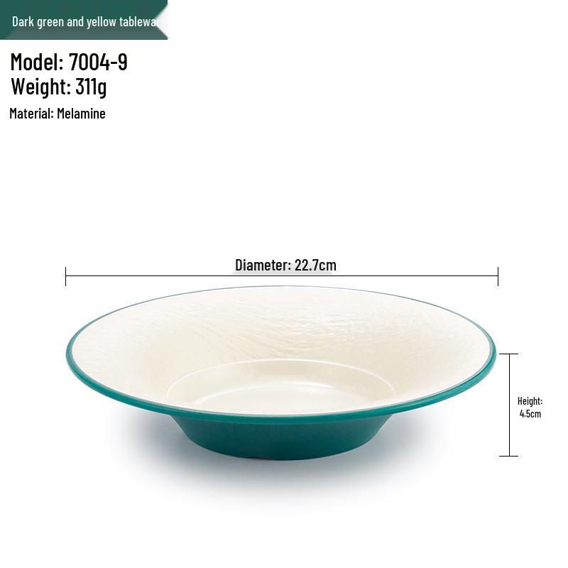 Melamine Straw Hat High-Footed Deep Plate for Pasta, Cold Dishes, and Mixed Noodles - Restaurant Tableware