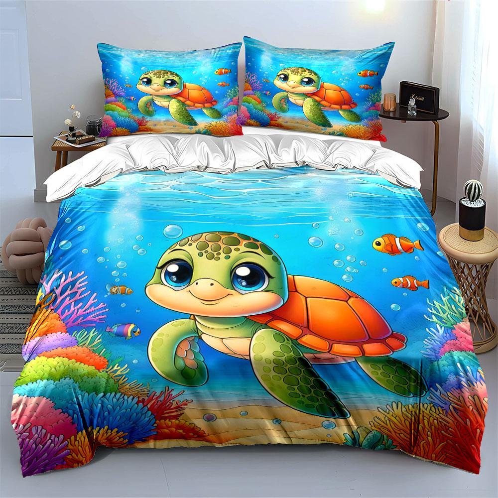 "Adorable Underwater Turtle Bliss" Bedding Sets Duvet Covers Pillowcases(1* Duvet Cover 2* Pillowcases Without Duvet Insert)