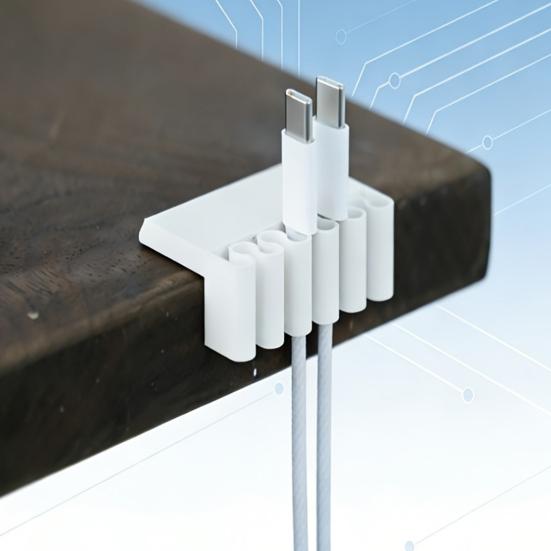 3D Printed Multi-Slot Cable Holder Desktop Cord Organizer Cord Clip with Wave-Shaped Slots