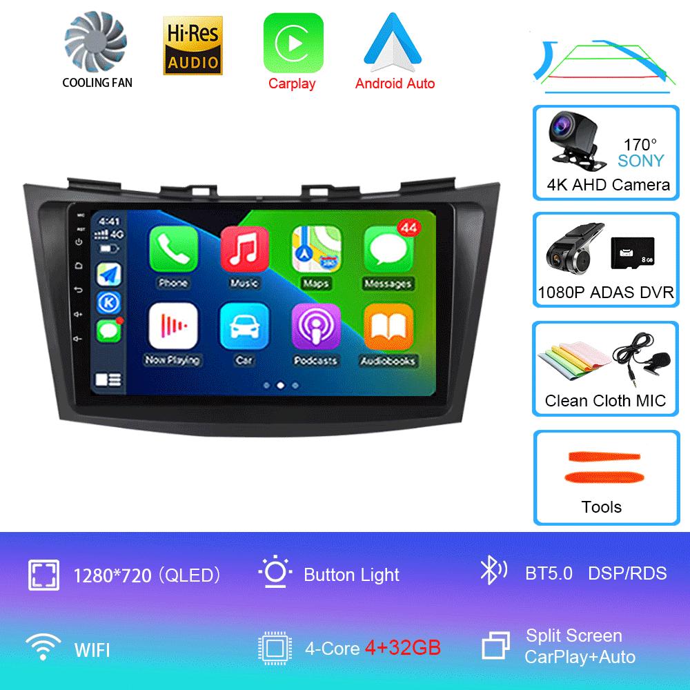 Android 14 For Suzuki Swift 2011-2015 2 Din BT DSP RDS Car Radio Stereo Multimedia Video Player GPS Navigaion Carplay Auto WIFI