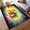 Flannel Rug Winnie the Pooh Holding Glowing Golden Rose with Neon Light Awareness Ribbon Decor