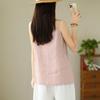 QICED Summer Light and Soft Fine Linen Small Sling Pure Linen V-neck with Artistic Sling Vest