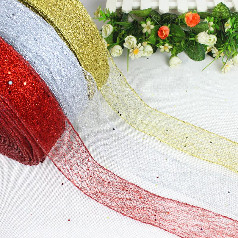 Meter Luxurious 10 Holiday Ribbon With Beautiful Edged Netting For Christmas Decor